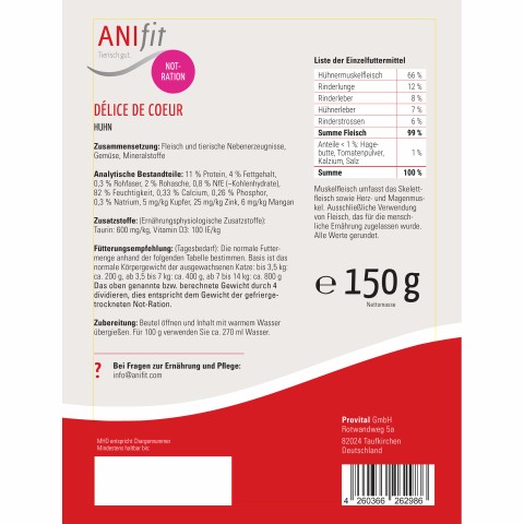 Katze Nassfutter Notration Délice de Coeur 150g 1 Stück -4- Anifit